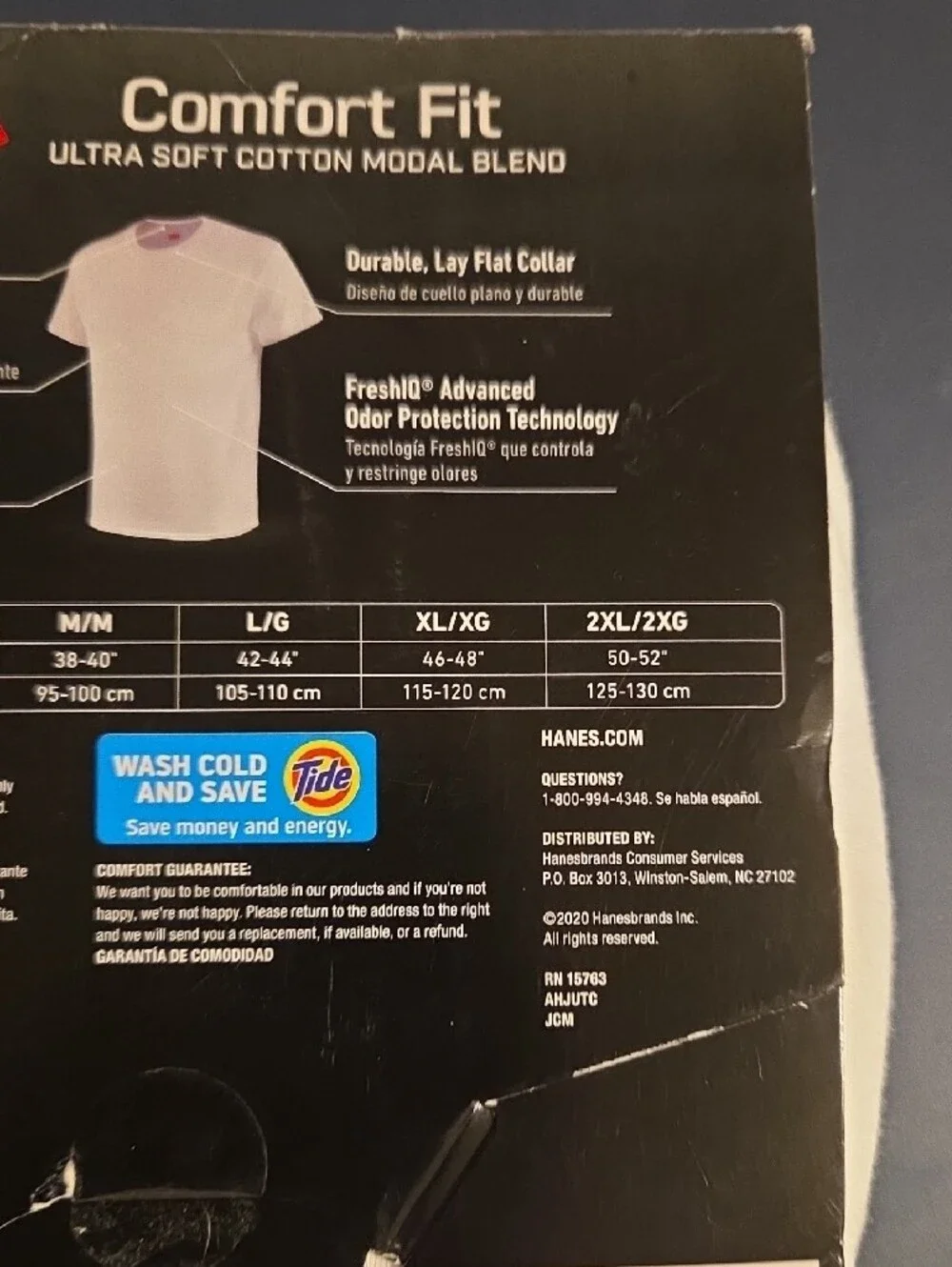 Hanes White Crew Neck Tee Pack with Black Packaging Accent